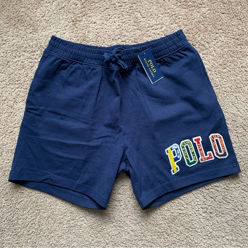 Polo Ralph Lauren Collegiate College Spellout Jersey Shorts Men's Size M Blue